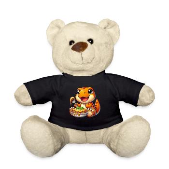 Dino Dinosaur T-Rex Lasagna Italian Food - Teddy Bear - black - Front