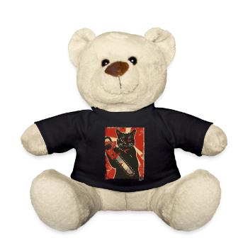 Vintage Lustige Katze mit Kettensäge - Teddy - Schwarz - Vorne