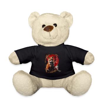 Lustiges Fuchs Fox Kunst Tier Natur Wildtier Tiere - Teddy - Schwarz - Vorne