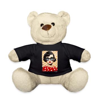 1950s Polka Dot Pop Art Women's - Teddy Bear - black - Front