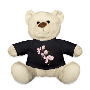 Pink Orchid Design for 1984 Births - Teddy Bear - black - Front