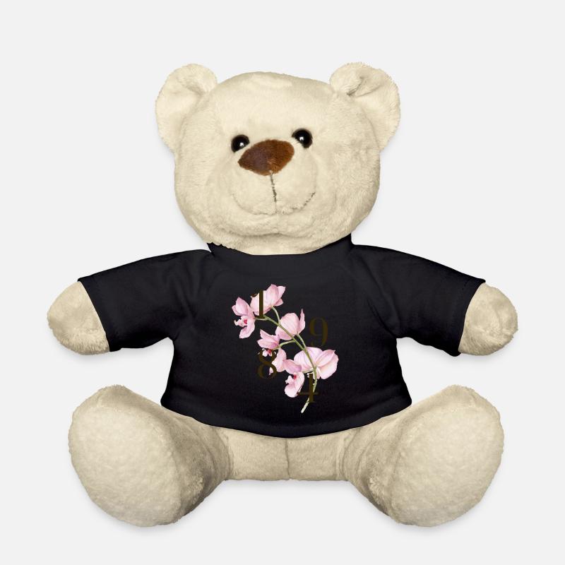 Design d’orchidée rose pour les naissances de 1984 - Nounours - noir