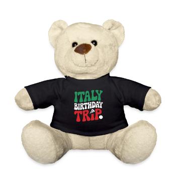 Italy Birthday Trip Pizza Fun - Teddy Bear - black - Front