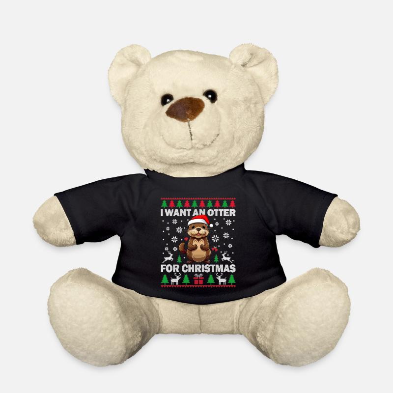 I Want an Otter for Christmas Ugly Sweater Otter - Teddy - Schwarz