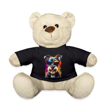 Zwergschnauzer Sonnenbrille Hund Lustig Tier Print - Teddy - Schwarz - Vorne
