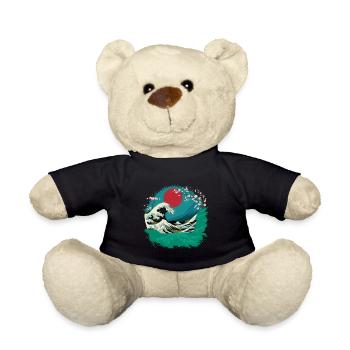 Big Wave Vaporwave Aesthetic 80s Anime Fashion - Teddy Bear - black - Front