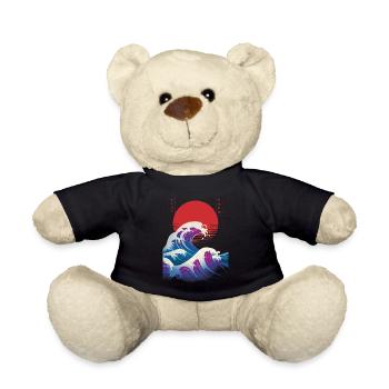 Big Wave Vaporwave Aesthetic 80s Anime Fashion - Teddy Bear - black - Front