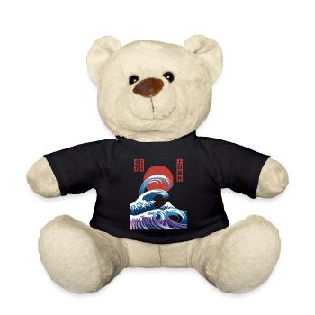 Big Wave Vaporwave Aesthetic 80s Anime Fashion - Teddy Bear - black - Front