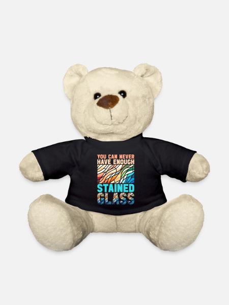 Stained Glass Artist Stained Glass Art - Teddy Bear - black