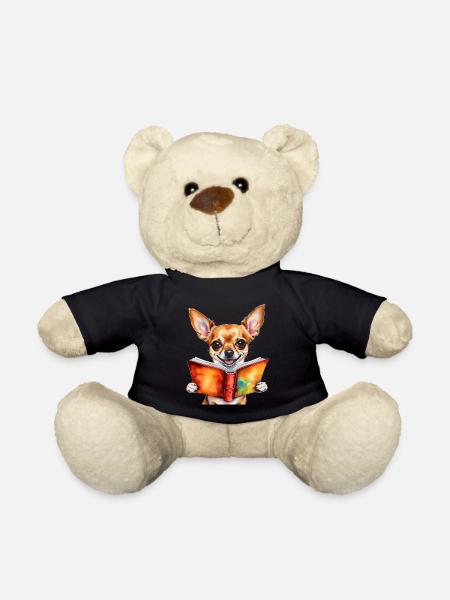 Chihuahua Lesen Buch Hund Lustig Tier Design Print - Teddy - Schwarz