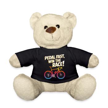 Pedal Fast Win The Race Bicycle Design - Teddy Bear - black - Front