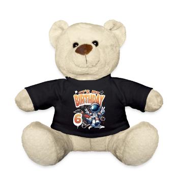 Fußball Astronaut 6. Geburtstag - Teddy - Schwarz - Vorne