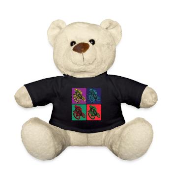 Farbige Mountainbike Fahrer Kunst - Teddy - Schwarz - Vorne
