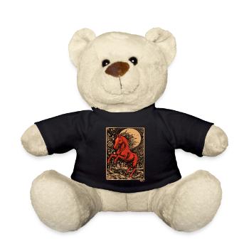 Holzschnitt, ein rotes Pferd - Teddy - Schwarz - Vorne