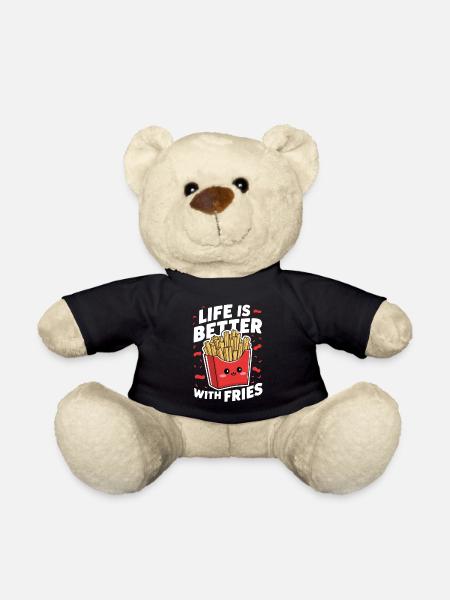 Pommes Fans - French Fries - Pommesbude - Teddy Bear - black