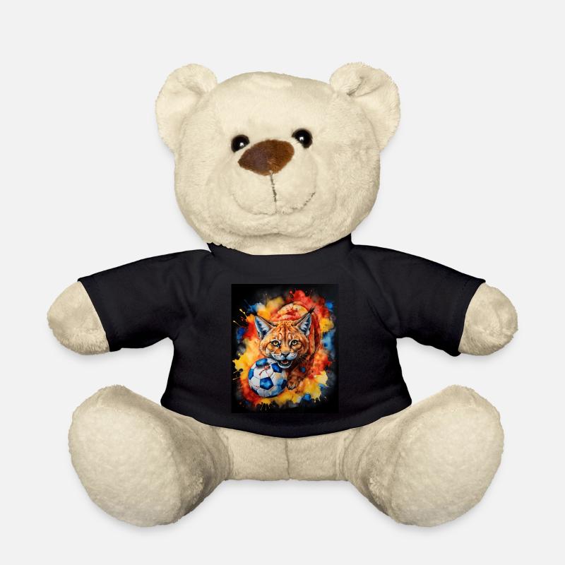Luchs Fußball Bunt Rumänien Romania Design Print - Teddy - Schwarz