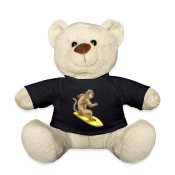 Monkey Surfing Surfboard Summer - Teddy Bear - black - Front