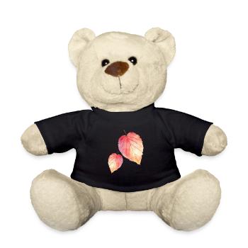 Herbst-Aquarell-Blätter Autumn Watercolor Leaves - Teddy Bear - black - Front