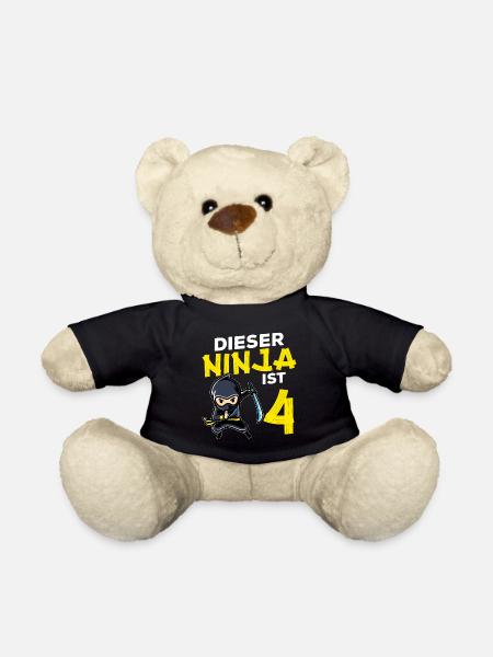 This Ninja Is 4 Birthday Gift Party Japan - Teddy Bear - black