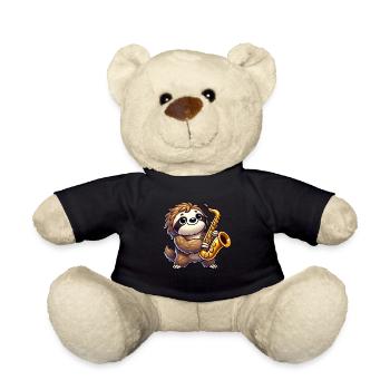 Sloth Saxophone Saxophonist Player Jazz Music - Teddy Bear - black - Front
