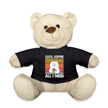 Lustiges Katze Kunst Katzenbesitzer Katzen Kaffee - Teddy - Schwarz - Vorne