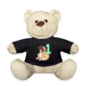 Number 1 Number One - Pug Dog Motif - Teddy Bear - black - Front