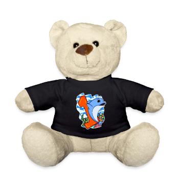 Number 1 Number One - Dolphin Motif - Teddy Bear - black - Front