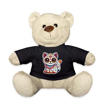 Cute Mexican Sugar Skull Cat in Halloween costume - Teddy Bear - black - Front