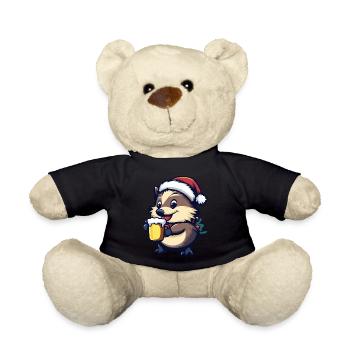 Igel Weihnachten Bier - Teddy - Schwarz - Vorne