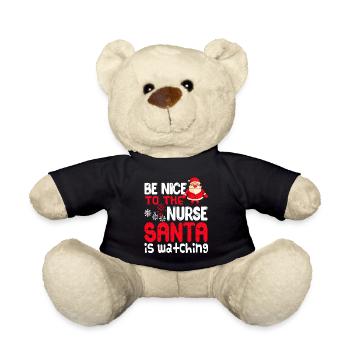Be Nice To Nurse Christmas - Teddy Bear - black - Front