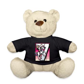 Anniversaire 7 ans Licorne Dab - Nounours - noir - Devant