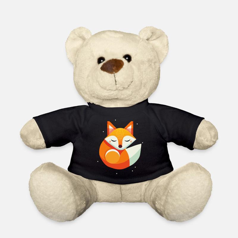 Fuchs schläft -modernes Tiermotiv in warmen Farben - Teddy - Schwarz