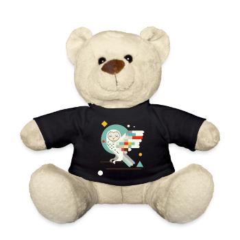 Geometric Owl – Modern Colorful Animal Illustration - Teddy Bear - black - Front
