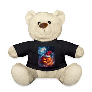 Halloween Gift Pumpkin with Santa Hat Decoration - Teddy Bear - black - Front