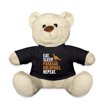 Eat Sleep Parasaurolophus Repeat Dinosaur - Teddy Bear - black - Front