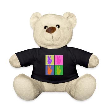 Bunter Friedensgriff Pop Art Design - Teddy - Schwarz - Vorne