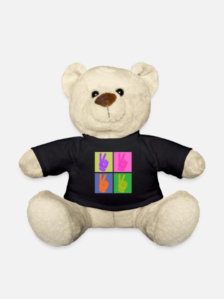 Poignée de paix colorée Pop Art Design - Nounours - noir