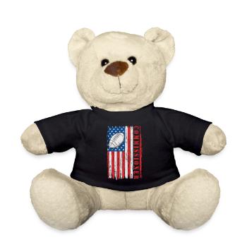Commissioner Fantasy Football USA Flag Funny - Teddy Bear - black - Front