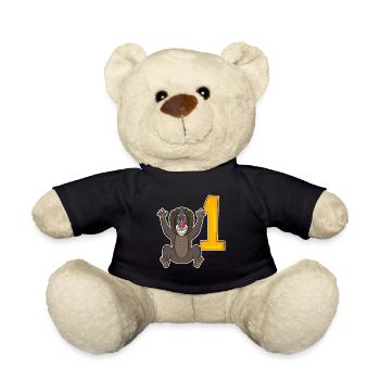 Number 1 Number One - Monkey Motif - Teddy Bear - black - Front
