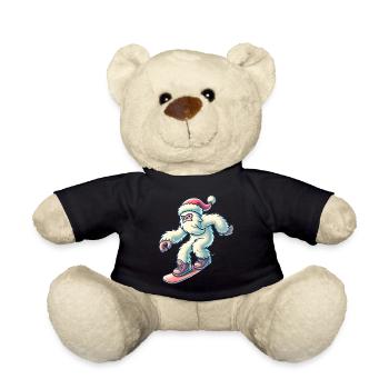 Snowboard Yéti au chapeau de Père Noël - Nounours - noir - Devant