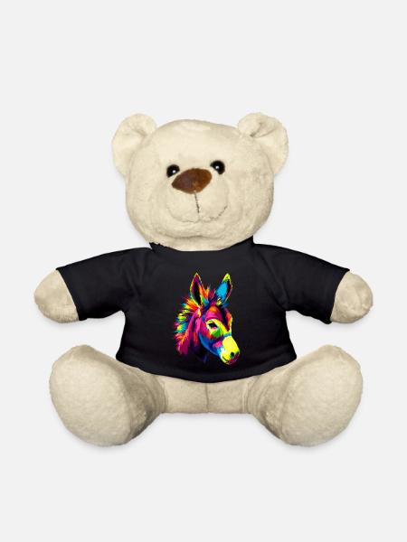 Esel in Bunt Popart Farben Hausesel Donkey Reiten - Teddy - Schwarz