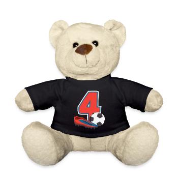 Fête d’anniversaire des enfants de football de 4 ans - Nounours - noir - Devant
