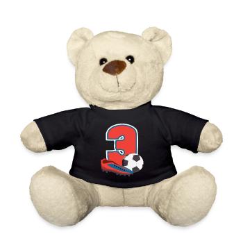 Fête d’anniversaire des enfants de football de 3 ans - Nounours - noir - Devant