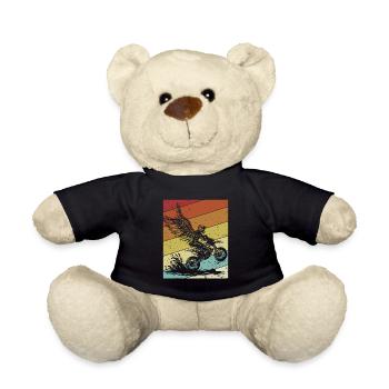 Retro Racing Supermoto Motorradfahrer Motocross - Teddy - Schwarz - Vorne