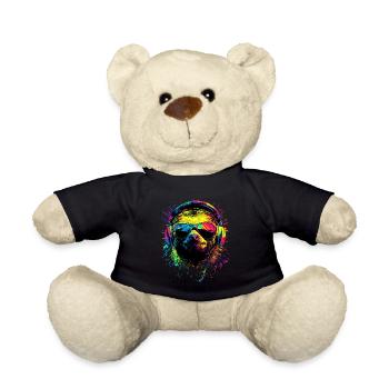 Faultier Bunte Farben Pop Art Faulpelz Faultiere - Teddy - Schwarz - Vorne