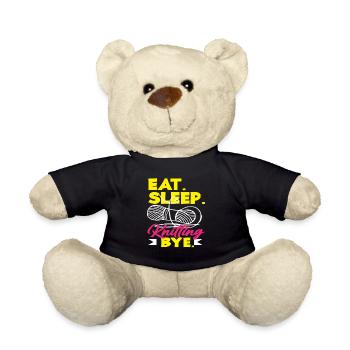 Knitting Eating Sleeping Knitting Bye - Teddy Bear - black - Front