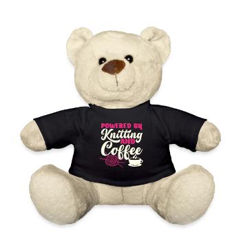 Knitted Powered by Coffee - Teddy Bear - black - Front