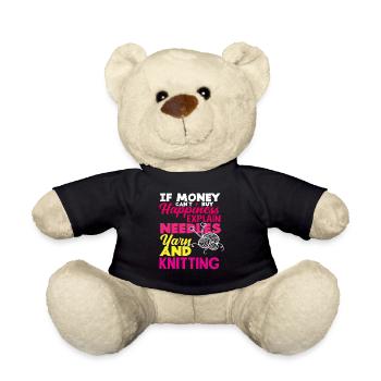 Wool Needles and Knitting Happy - Teddy Bear - black - Front