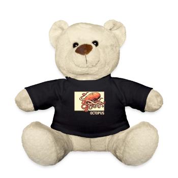 Octopus Doodle Chinese Hanzi Octopodes Octopoda - Teddy Bear - black - Front