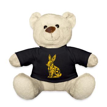 Geometrische Bauernhoftier Grafik Hase Kunst - Teddy - Schwarz - Vorne